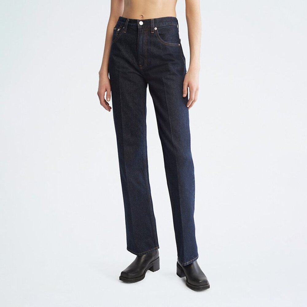 CALVIN KLEIN ORIGINAL BOOTCUT JEANS SZ 27 NWOT DARK BLUE WASH 100% COTTON